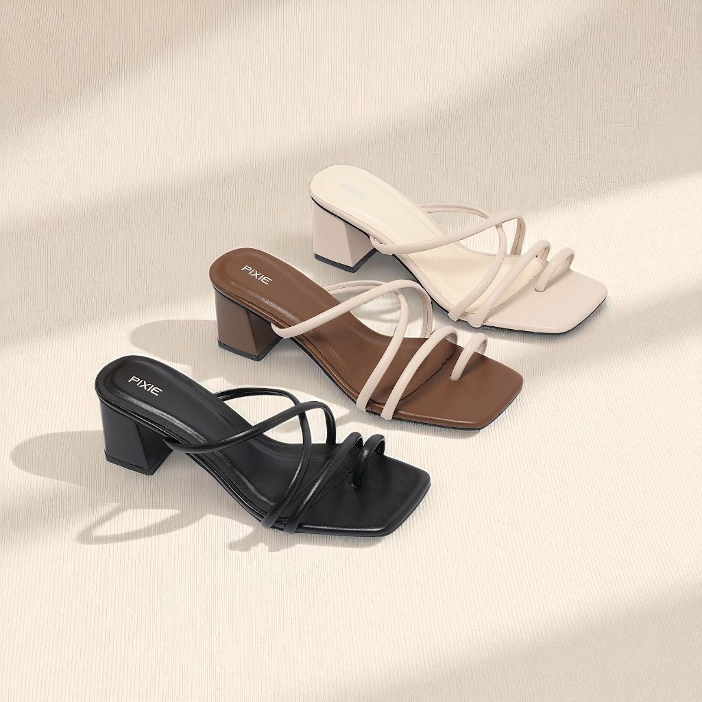 รองเท้าส้นสูง 5 ซม. รองเท้าแตะหัวเหลี่ยม H314