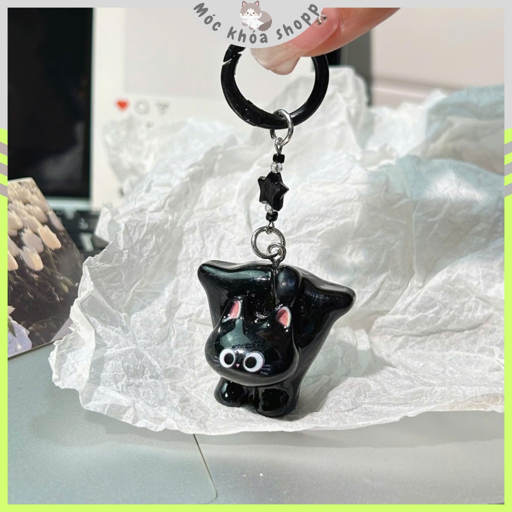 พวงกุญแจ Naughty Black Cat - ของขวัญน่ารัก - keychan
