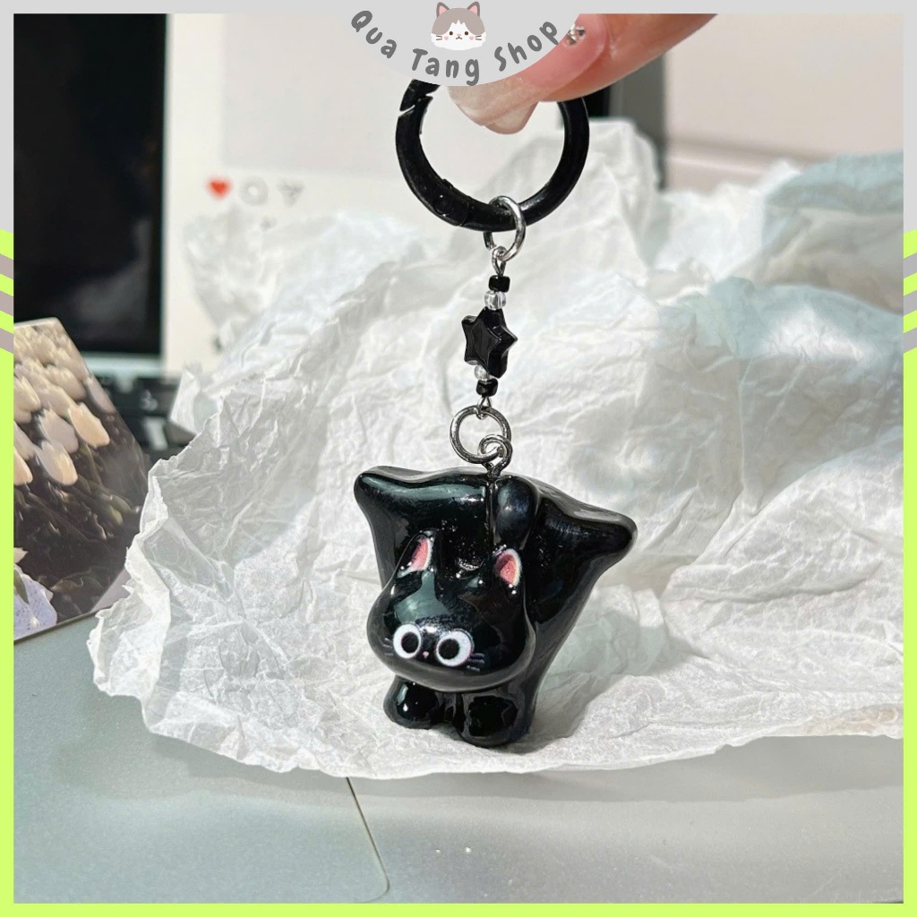 พวงกุญแจ Naughty Black Cat - ของขวัญน่ารัก - keychan