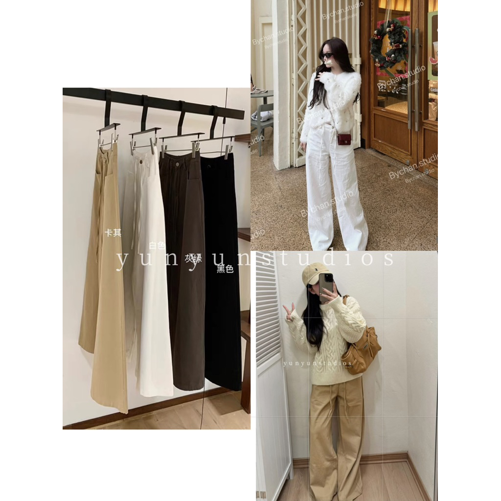 Yunyunstudios DRAWBAND KAKI PANTS W7597