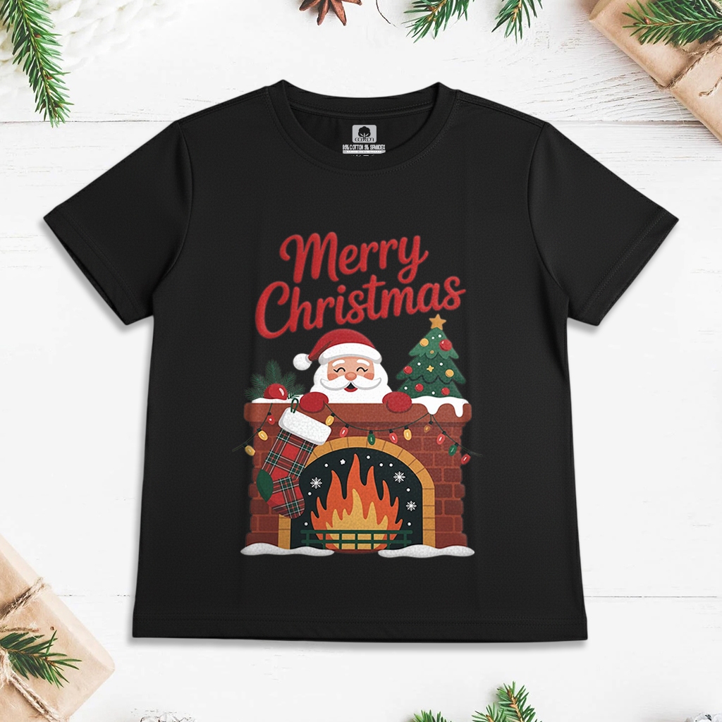 เสื้อยืดคอตตอนเด็ก Santa Claus 2 ผ้าคอตตอนแท้ เท่ๆ ยืด 4 ทิศทาง ไซส์ตั้งแต่ 7kg ถึง 60kg