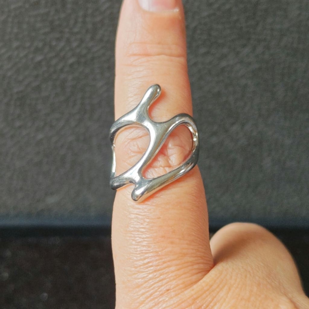 N0165-แหวนญี่ปุ่น - ABSTRACT ART RING - BENDING SHAPE - ARTISTIC OPEN FORM