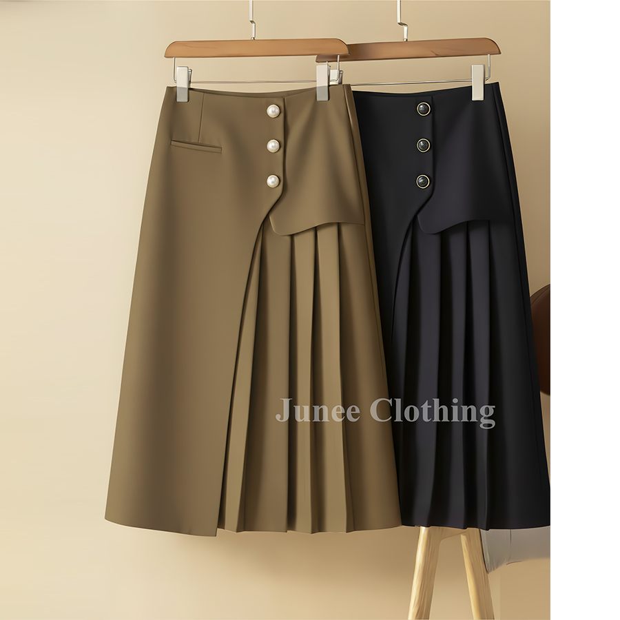 CV342 - กระโปรงทรงเออัดพลีท + ปกคอนซีลเลอร์ - กระเป๋าจัดแต่งทรงผมปลอม - ยาว 70 ซม