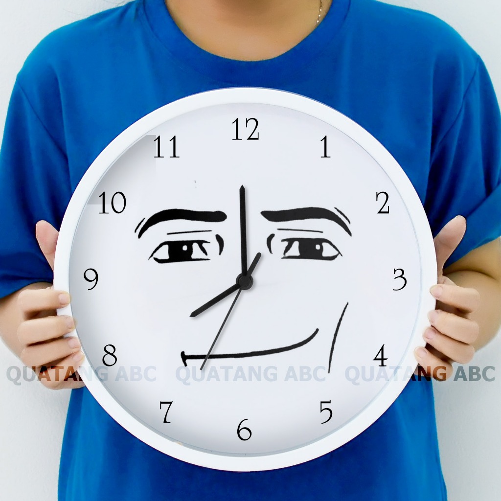 นาฬิกาแขวนทรงกลมหน้าตลก พิมพ์ Roblox face meme Troll Unique - DH-HH