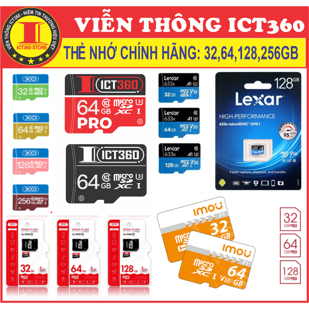 การ์ดหน่วยความจํากล้อง 256GB,128GB,64GB,32GB ของแท้ XO, Lexar, IMOU, DAHUA...
