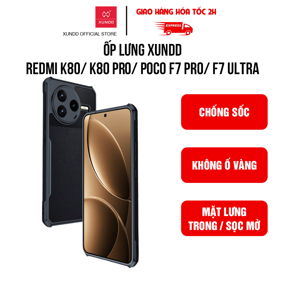XUNDD Redmi K80/ K80 Pro/ POCO F7 Pro/ F7 Ultra Case - ขอบ TPU กันกระแทก ด้านหลังใส/ลาย