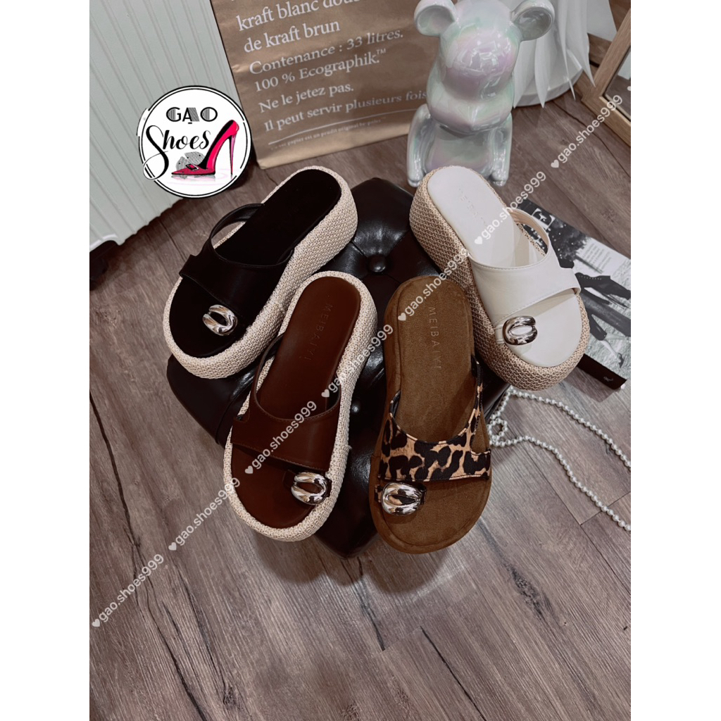 Gao.shoes999 - [ราคาโปรโมชั่น - BIGSIZE AVAILABLE] รองเท้าแตะขนมปังผู้หญิง สูง 5 ซม. มีขอบ SEED, รอง