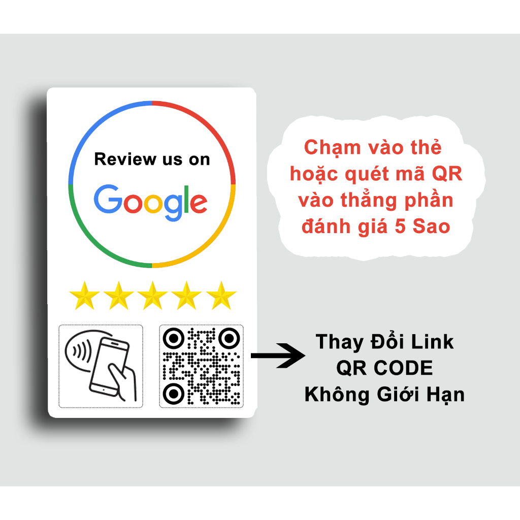 การ์ด Google Maps Smart Review (NFC & QR Code) เปลี่ยนลิงค์ในรหัส qr ไม่จํากัด