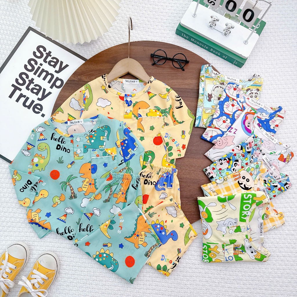 ชุดทอมบอยแขนยาวและกางเกงลินินแบบ 1 มีไซส์ตั้งแต่ 8-42กก. - Nghi Linh baby