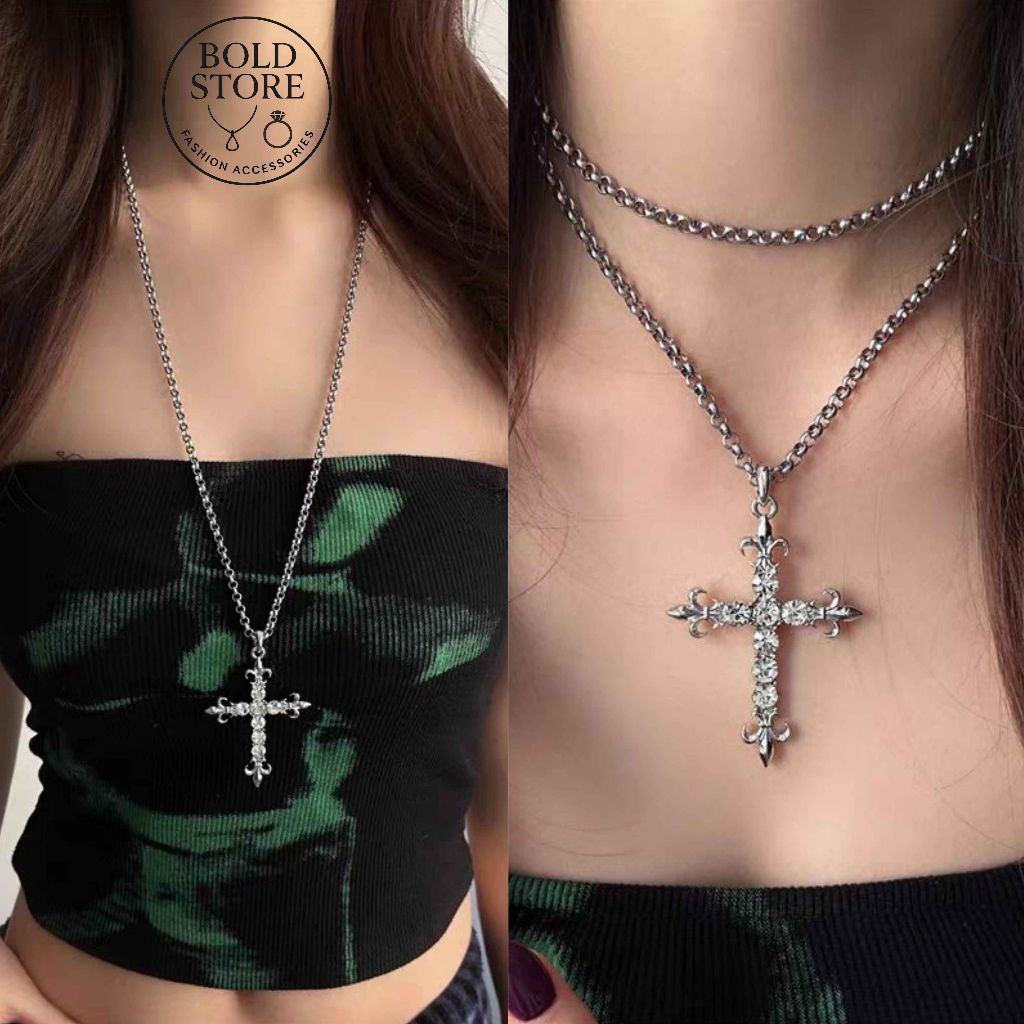 สร้อยคอโซ่ชั้นหินขนาดใหญ่สไตล์โกธิค Y2K บุคลิกภาพ Unisex VC27