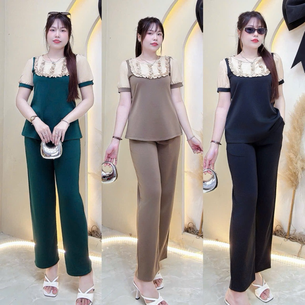 BigSize ชุดสตรี 50kg-105kg ชุดคอและแขนจับจีบทําจากยางยืด 2 ผิวยืด 4 ทิศทาง ใส่สบายมาก (B.01)