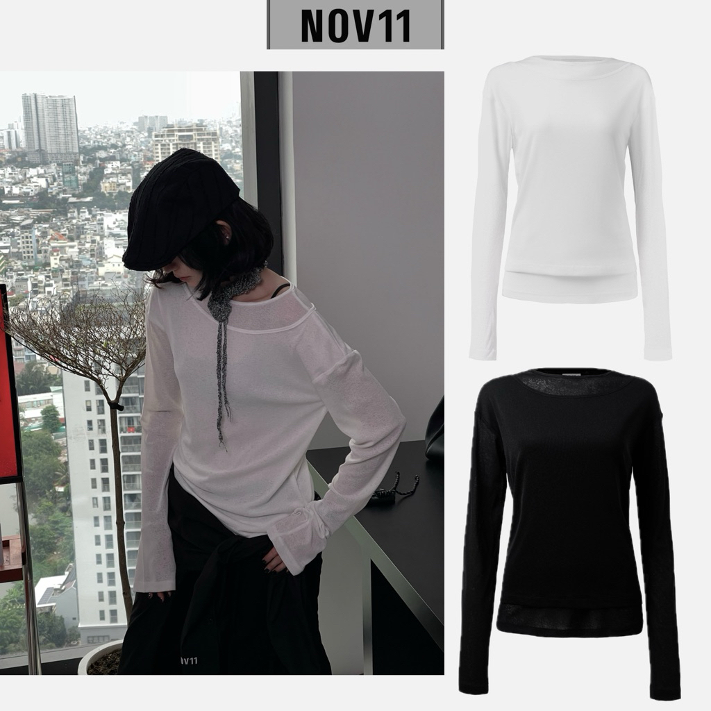 /NOV11/ 2-LAYER LONG-SLEEVE SCRATCHED SHIRT (BUNNY TOP)