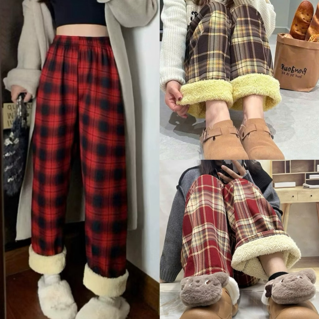 [ กางเกง Fur-Lined ] กางเกง Fur-Lined สําหรับผู้หญิง ใส่ฤดูหนาวที่อบอุ่น From39-65kg Q555