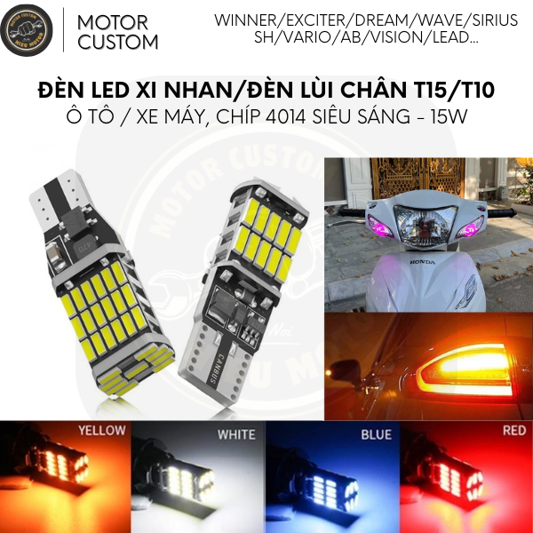 ไฟเลี้ยว LED/ไฟถอยหลัง T15/T10 สําหรับรถยนต์รถจักรยานยนต์ชิป 4014 สว่างมาก - 15w
