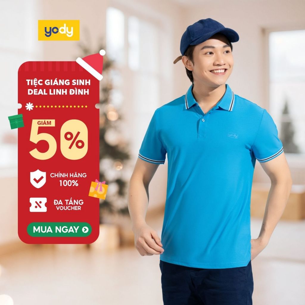 TET YODY เสื้อโปโลผู้ชาย เสื้อโปร่งเย็นคอปกอ่อนเยาว์และไดนามิกทําจากผ้าฝ้าย APM6235