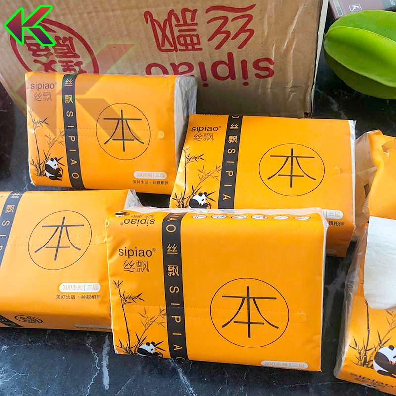 Sipao Panda Napkin - เกรด 1 เหนียวสุดๆ - กระดาษสีน้ําตาลไม่ฟอกขาว แพ็คละ 300 แผ่น