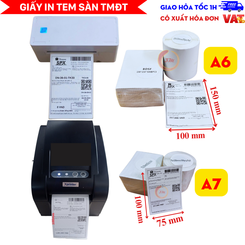 COMBO 10 - A6 A7 กระดาษพิมพ์ความร้อนหนา 4 ชั้น 100x150 มม. 75x100 มม. บิลของ Lading กระดาษพิมพ์สําหร