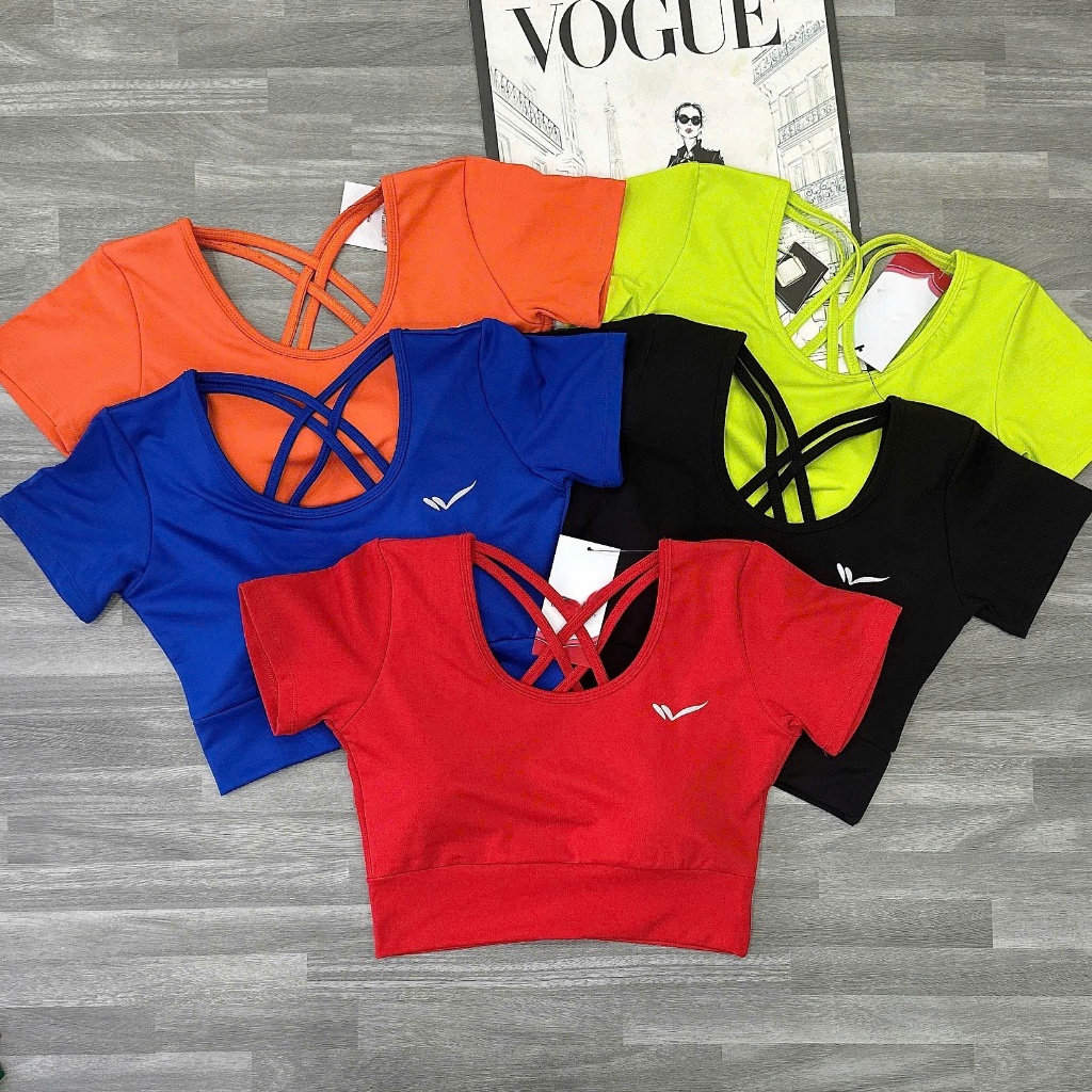 Womens GYm-Yoga Knit Short Sleeve Crotop