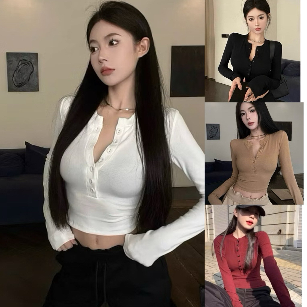 เสื้อยืดกระดุมคอเต่าแขนยาวรัดรูปสุดๆเนื้อซี่โครงสุดอบอุ่นและหรูหรา ไม่มี661