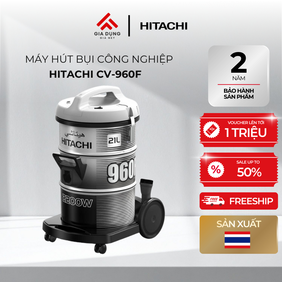 เครื่องดูดฝุ่นอุตสาหกรรม Hitachi CV-960F 24CV​​ ความจุขนาดใหญ่ 2200W - ความจุ 21L - ของแท้ 24 เดือน