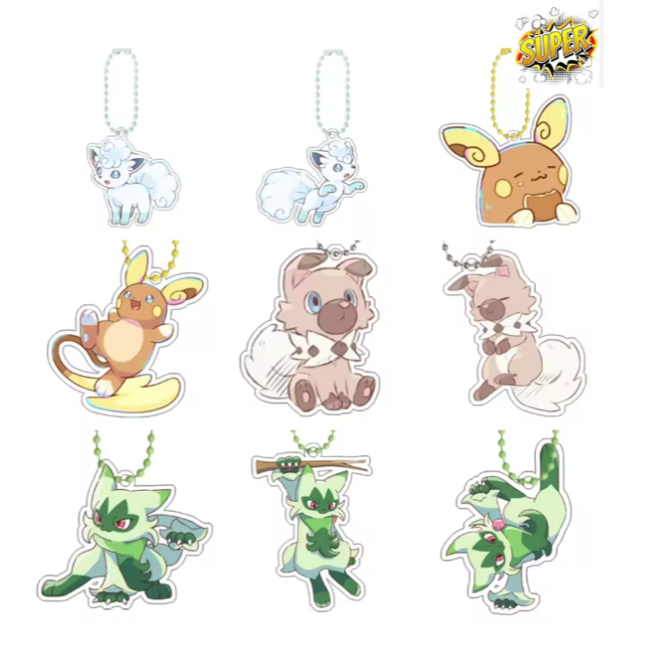 Pokemon Floragato Raichu Rockruff self-Made การ์ตูนอะคริลิค Key Chain กระเป๋าเป้สะพายหลังอุปกรณ์เสริมจี้