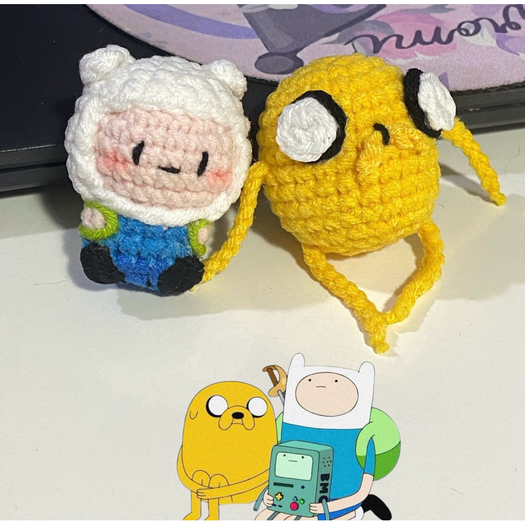 พวงกุญแจ Adventure Time Trio - Finn Jake Bmo Handmade Wool