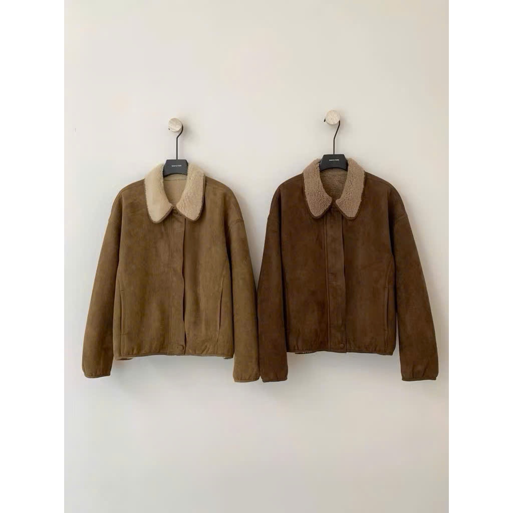 เสื้อแจ็คเก็ตหนังกลับผ้าฝ้ายคอปกผ้าฝ้ายมีกระเป๋าผ่า XONXEN SHOP PCT Code 9968