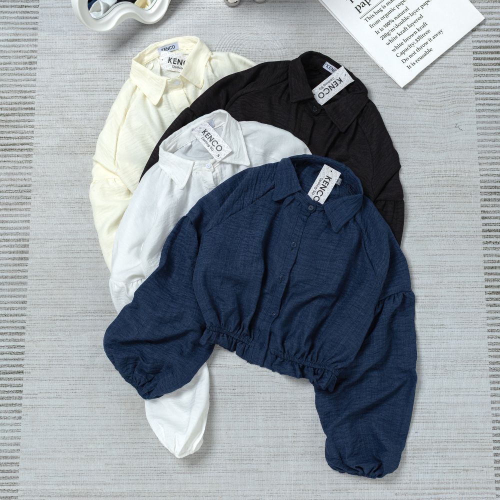 LAM ANH TRAN MA3136 เสื้อเชิ้ตโครเชต์แขนเป็นก้อน - รูปที่ 3