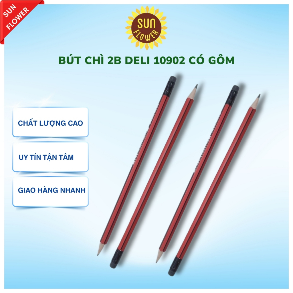ดินสอ 2B Deli 10902 พร้อมยางลบ