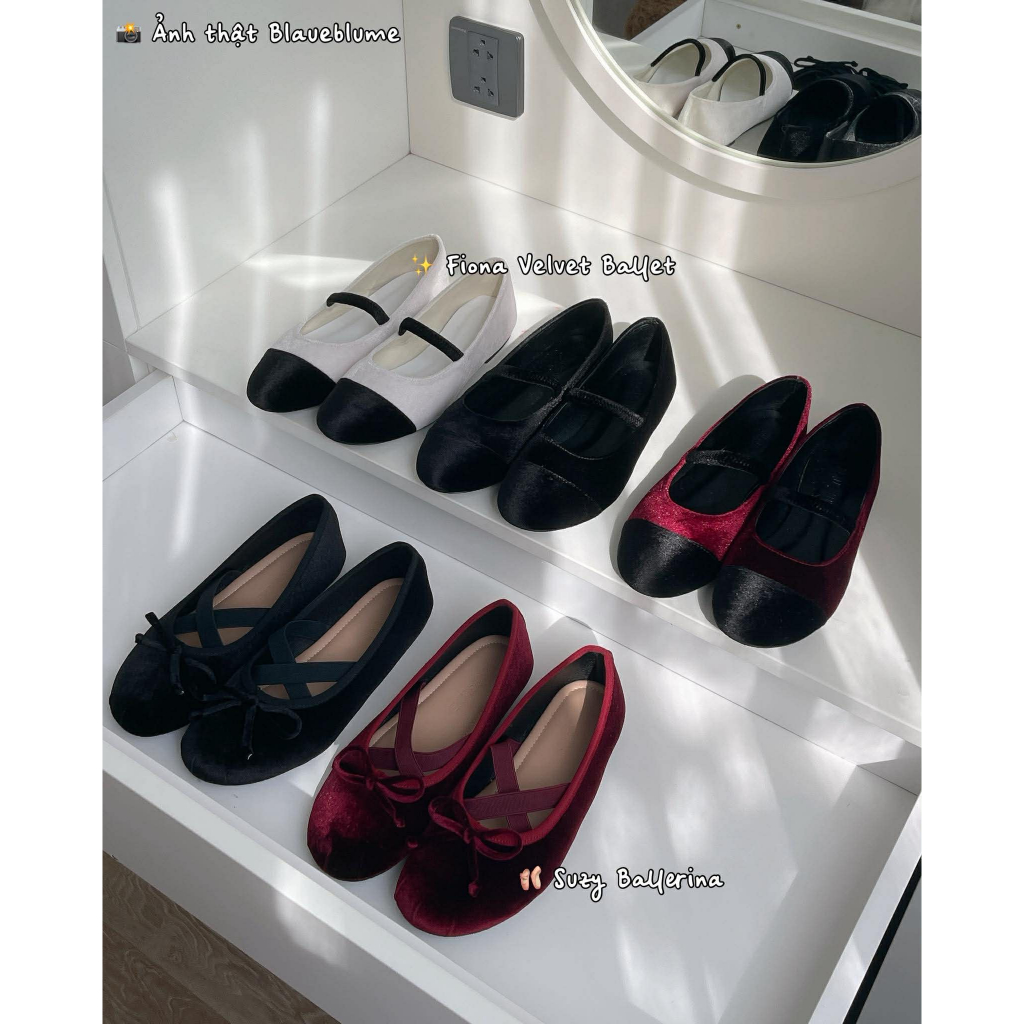 BauueBlume : Fiona Velvet Ballet - Ballet Velvet Fiona – Contrast Toe, Feminine & Chic