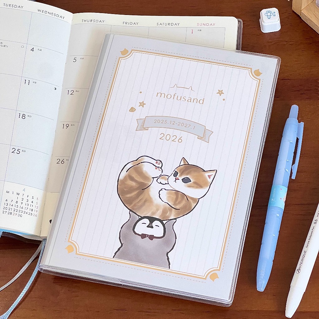 สมุดบันทึก 2026 B6 Shark Cat – ปฏิทินรายสัปดาห์ & เดือน นักวางแผนนักเรียนน่ารัก