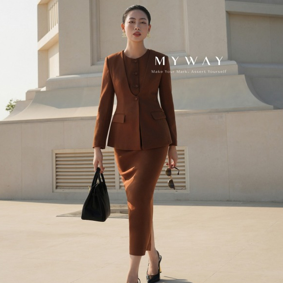 MY WAY Slim Fit ชุดเสื้อกั๊กและกระโปรงแขนยาว 3MJLB608W - 3MVB1163W - 3MCOB217W - NA0