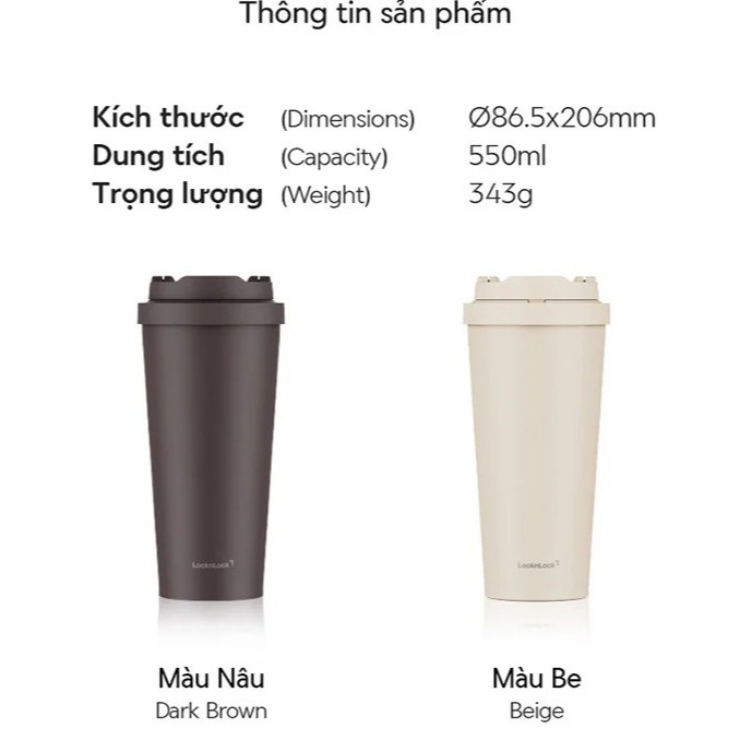 LocknLock Energetic Ceramic Tumbler 550ml LHC3414