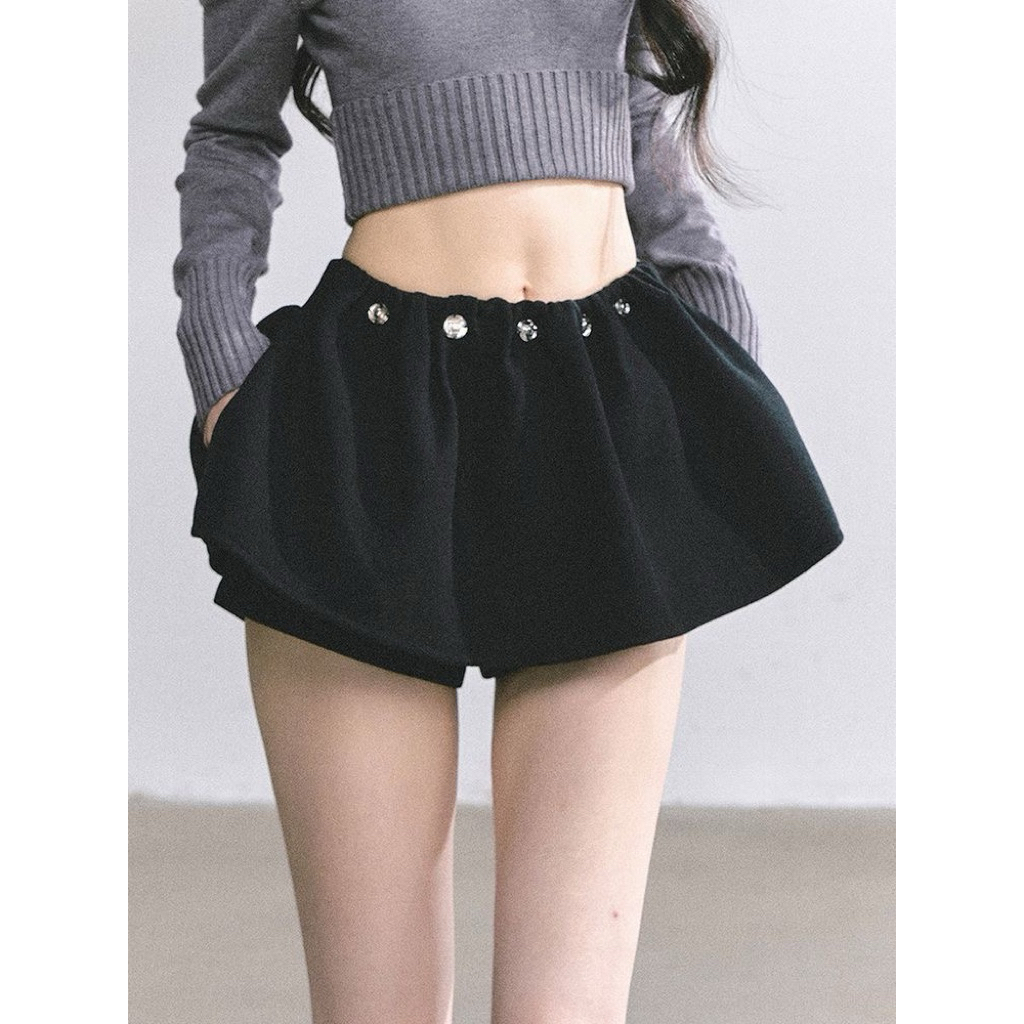 QCCC Aom Alm Khaki Velvet Short Flared Dress