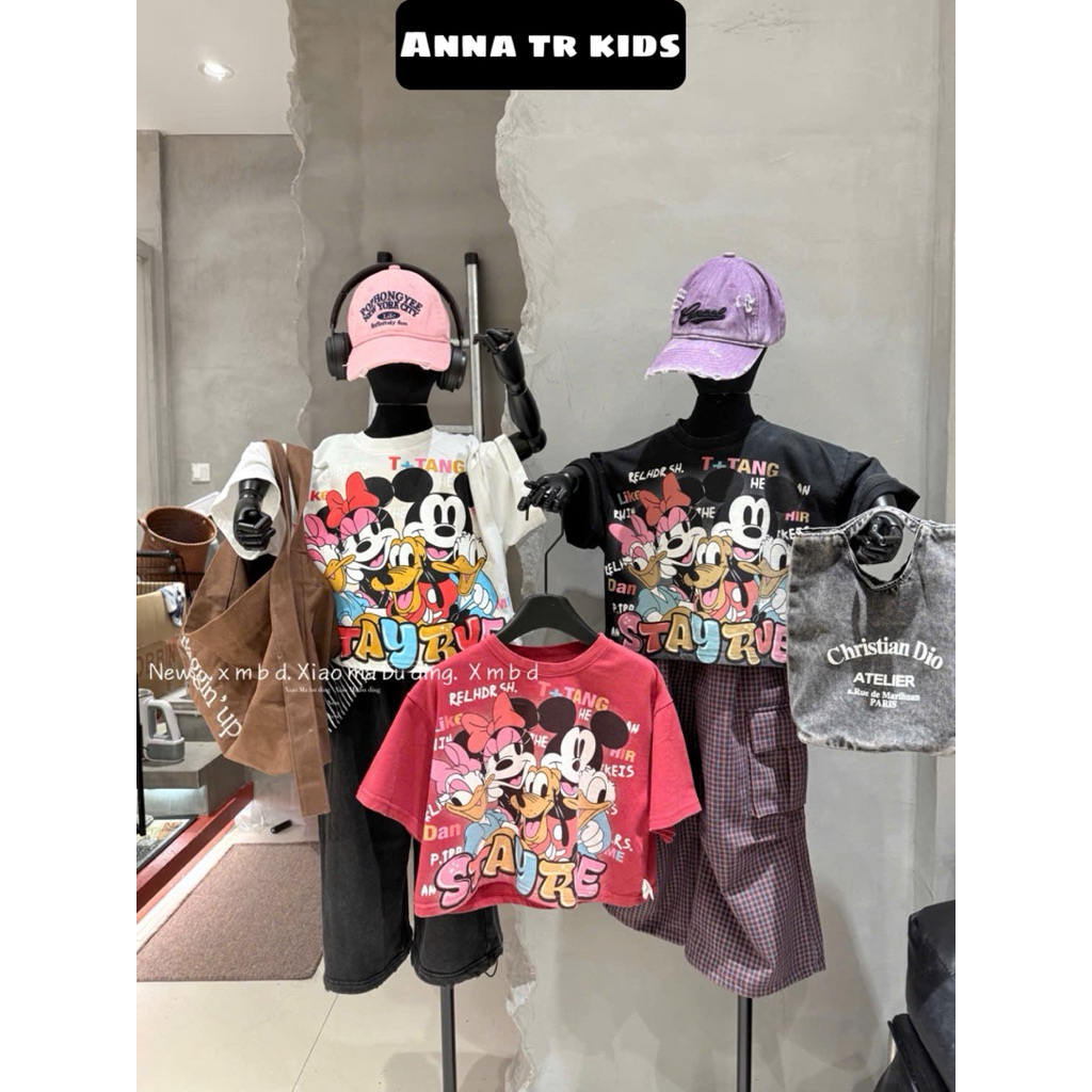 ( ภาพจริง ) 50332 คุณภาพสูงกว่างโจวสาวมิกกี้ อยู่ได้ พิมพ์เสื้อยืดด้านหน้า