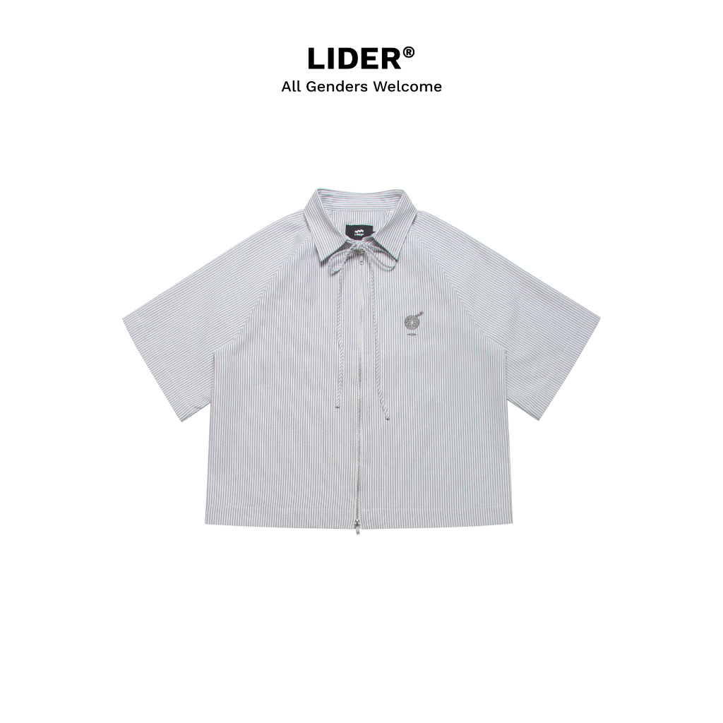 LIDER POPEYE STRIPED ZIP-UP SHIRT - ลายเทา/แดง