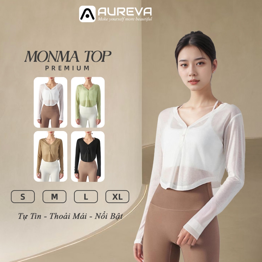 Aureva เสื้อยิมโยคะสตรี Super Light V คอแขนยาว Crop Top – DSL370