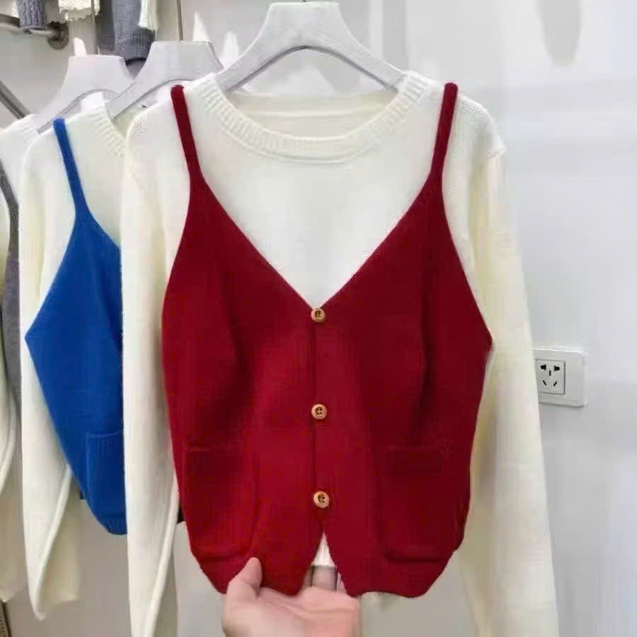 N11.7 QC เสื้อสเวตเตอร์แขนยาว Set มีกระเป๋ากระดุม 2 ช่อง 930 xonxen 23ld