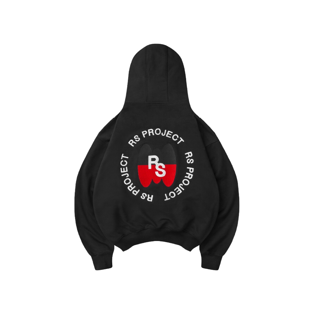ROSS STUDIO สีดํา Zip Hoodie High Collar 500gsm งานศิลปะปักกลับปูขา Felt - RS B2B HOODIE ZIP