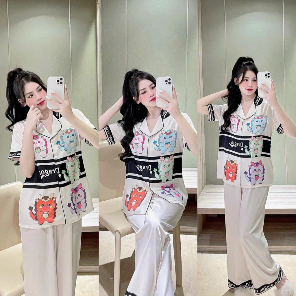 ️จัดส่ง NOW 247 ️Mqueen ชุดนอนตัวยาวหมีสวย_ผ้าไหมคุณภาพสูงหนากว่างโจว A205.