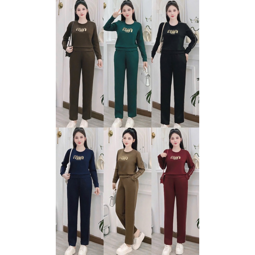 ชุดกีฬาฤดูใบไม้ร่วง-ฤดูหนาวของผู้หญิงที่ทําจากวัสดุสักหลาด umi หนาและสะดวกสบาย Shop_LT