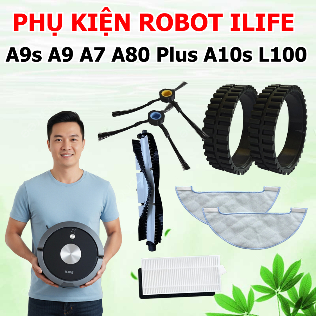 ILife A9s A9 A7 A80 Plus A10s L100 Robot Vacuum Cleaner Accessories ยางล้อ กรองฝุ่น แปรงขอบคู่