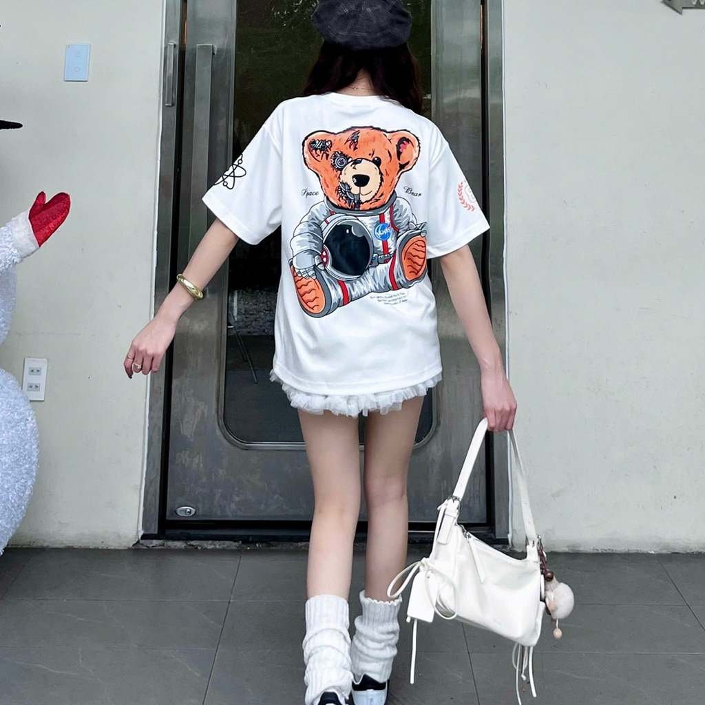 (ออธ) เสื้อยืดนักบินอวกาศ Agony Story Space Bear Nasa 88 สีขาว - Ansync Studio