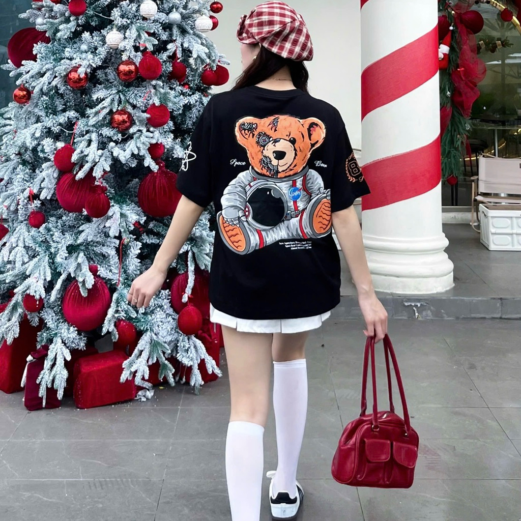 (ออธ) เสื้อยืดนักบินอวกาศ Agony Story Space Bear Nasa 88 สีดํา - Ansync Studio