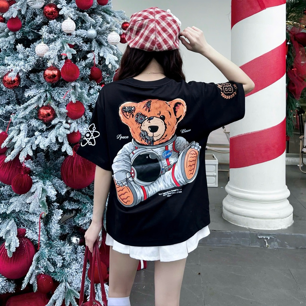 (ออธ) เสื้อยืดนักบินอวกาศ Agony Story Space Bear Nasa 88 สีดํา - Asyon Outlet