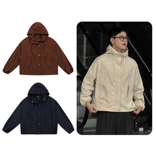 Hazza Jack Lane เสื้อแจ็คเก็ตสีกากีกันน้ํา เสื้อแจ็คเก็ตมีฮู…