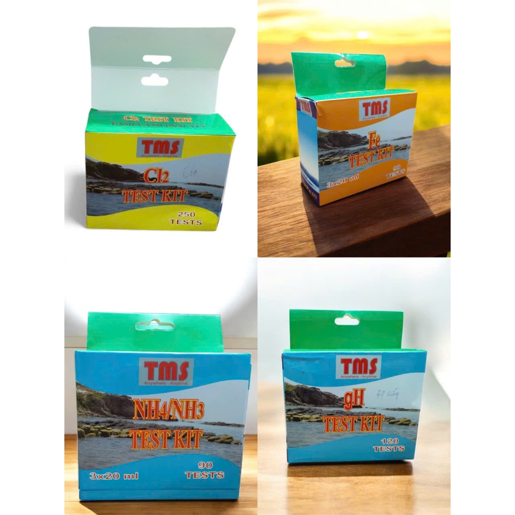 TEST TMS – Kit สําหรับวัดตัวบ่งชี้น้ํา 4 ตัว NH3/NH4 – Fe – Cl – GH