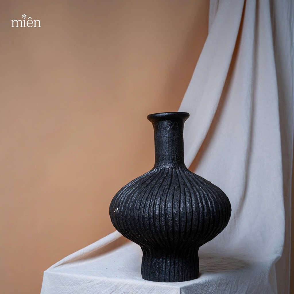 [Mien] เซรามิคดินเผา Bau Truc แจกันดอกไม้ ตกแต่งทํามือ แจกันคอยาว