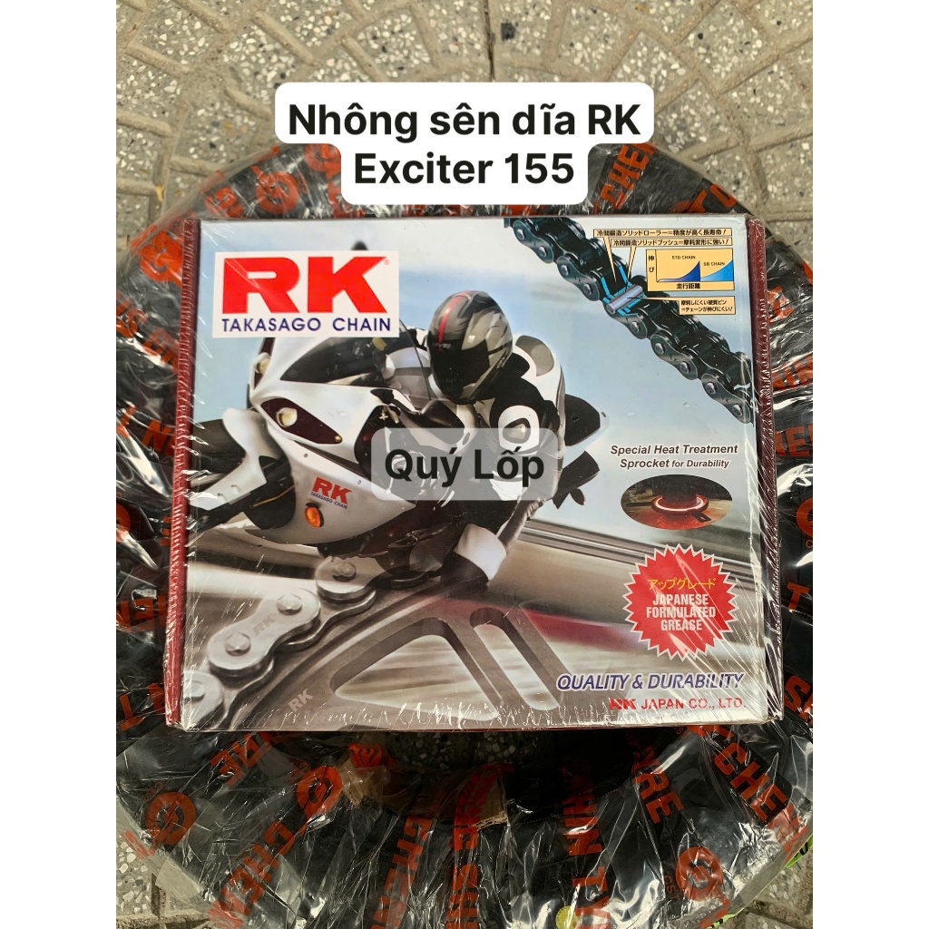 เฟืองโซ่ RK 14T-46T ติดตั้งสําหรับ Exciter 155, โซ่สีดํา