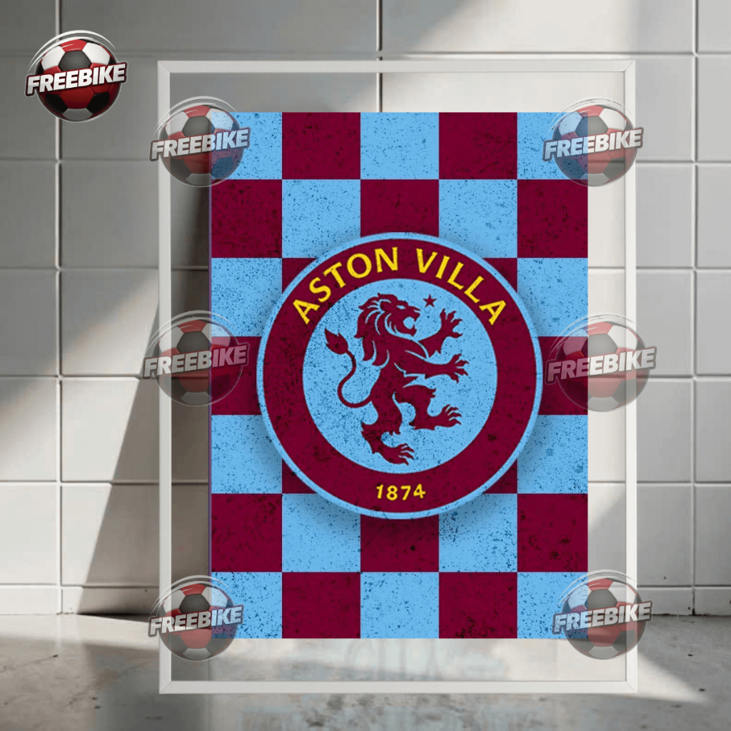 โปสเตอร์โลโก้ ASTON VILLA พร้อมกรอบแก้วคริสตัลคุณภาพสูง